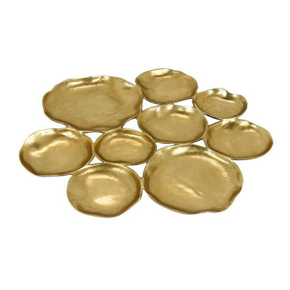 Jiva 9 Piece Decorative Bowl Set, Irregular Shaped Design, Gold Metal
