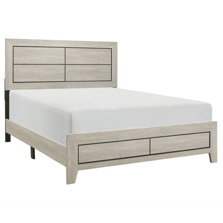Quin California King Bed, Faux Wood Grains, Defined Accent Lines, Brown