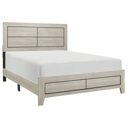 Quin California King Bed, Faux Wood Grains, Defined Accent Lines, Brown