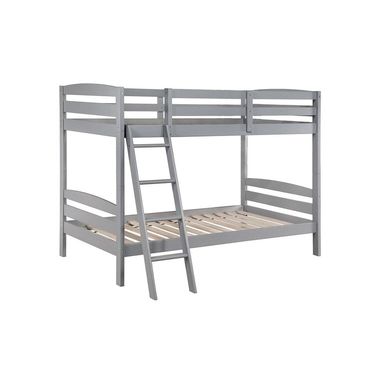 Hina Bunk Bed, Angled Ladder, Sturdy Slat Design, Solid Wood – Grey