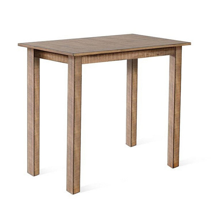 Rena Counter Table, 48 Inch Rectangular Beige Pebble Mahogany Wood