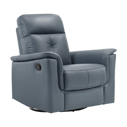 Briz Manual Swivel Glider Recliner Chair, Top Grain Leather Slate Gray