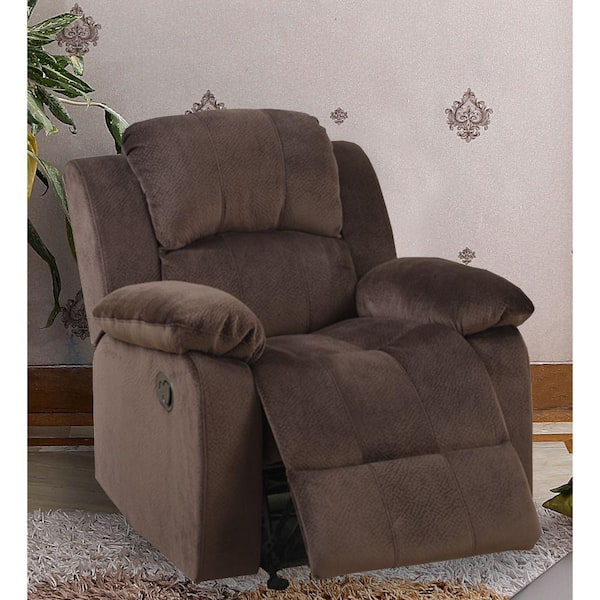 Rocker Recliner In Choco Brown Suede Fabric