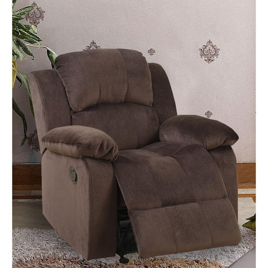 Rocker Recliner In Choco Brown Suede Fabric