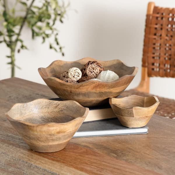 14 Inch Decorative Bowl, Accent Wired Woven Basket, Black, Natural Brown
