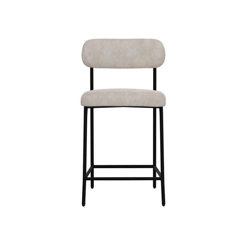 Iffa Counter Height Chair, Open Black Iron, Snow Gray Performance Fabric
