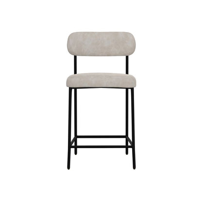 Iffa Counter Height Chair, Open Black Iron, Snow Gray Performance Fabric