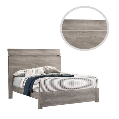 Posy Platform Queen Size Bed with Split Headboard, Distressed Gray Wood