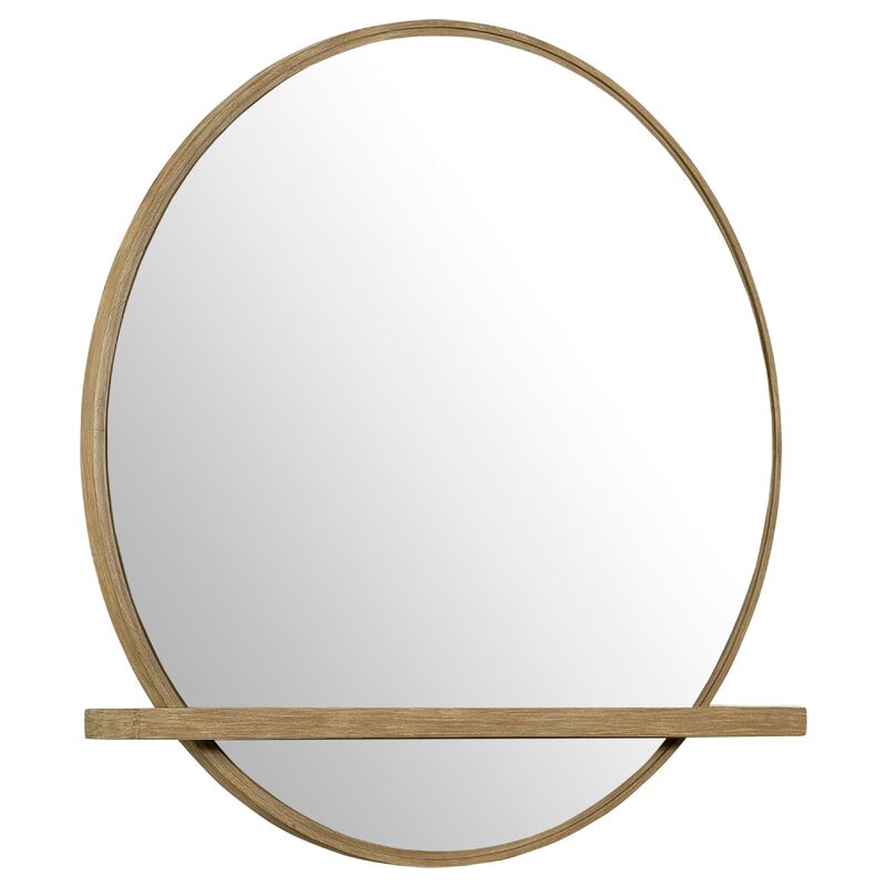 Fij Oval Dresser Mirror, Sand Wash Wood, Felt-Lined Tray, 38 Inch