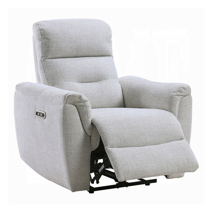 Tres Power Motion Recliner Chair with USB Port, Foam Fill Gray Chenille