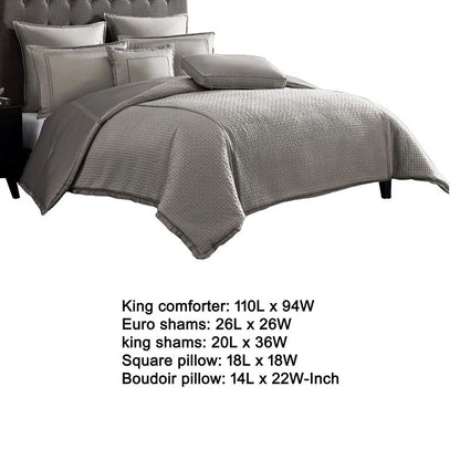 Loi 8pc King Comforter Set with Pillows, Shams, Reversible Gray Silver