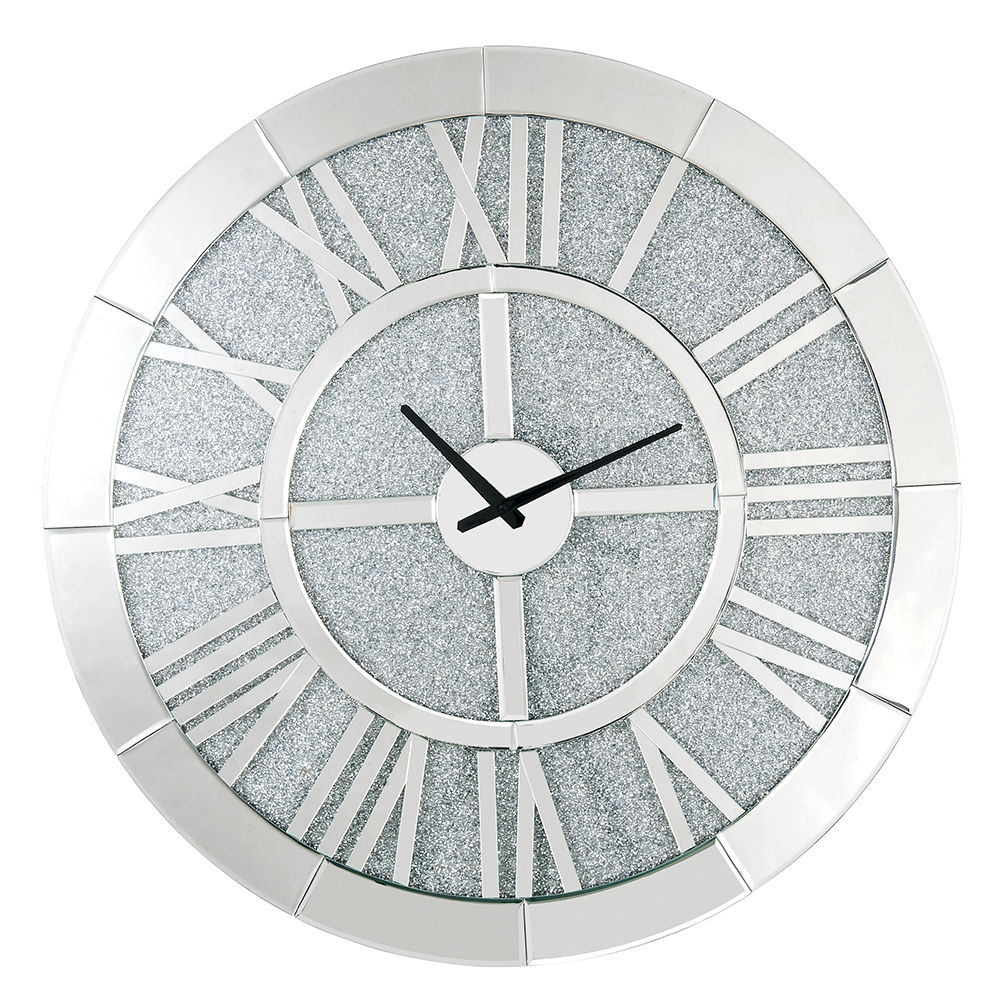 Noralie Mirrored Wall Clock with Faux Diamonds