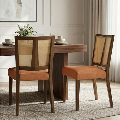 Dining Bench, White Fabric Walnut Brown Rubberwood, 46 Inch Foam Seat