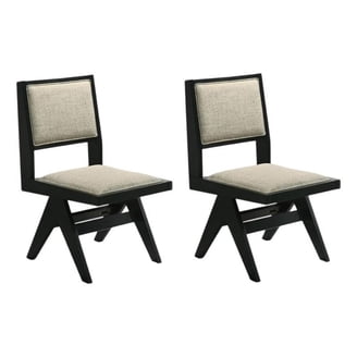 Toty Dining Armchair Set of 2, Curved Arms, Angled Rear Legs, Gray Fabric