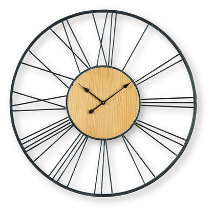 Brockett Wall Clock, Black & Natural