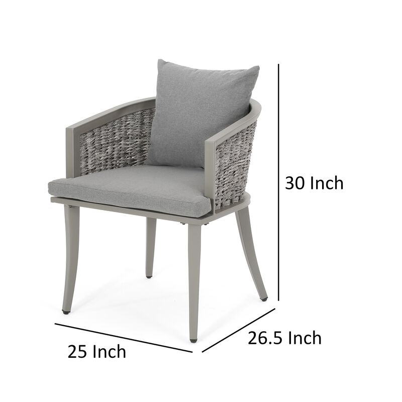 Ruble Accent Chair Set of 2, Gray Waterproof Fabric, Outdoor Rattan, Iron