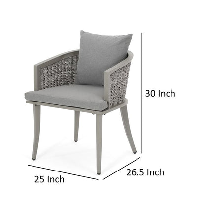 Ruble Accent Chair Set of 2, Gray Waterproof Fabric, Outdoor Rattan, Iron
