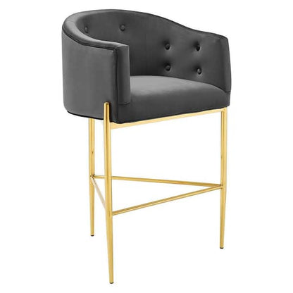 Dely Counter Height Chair, Cream Velvet with Gold Metal Sled Frame