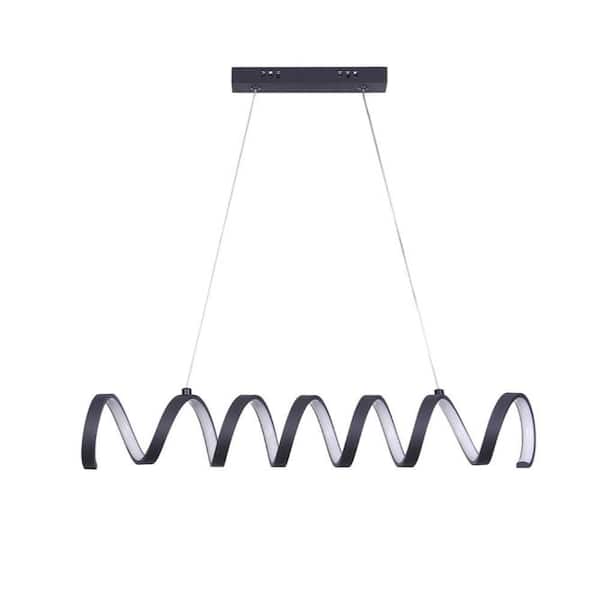 Modern Ceiling Pendant Light, Suspended Aluminum Spiral Loop, 23 Inch