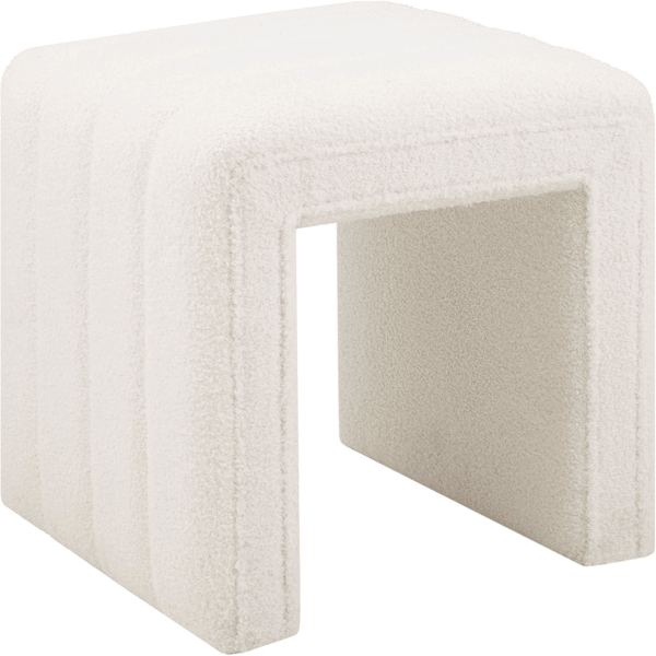 Modern white teddy velvet ottoman footrest vanity stool for makeup room or living space
