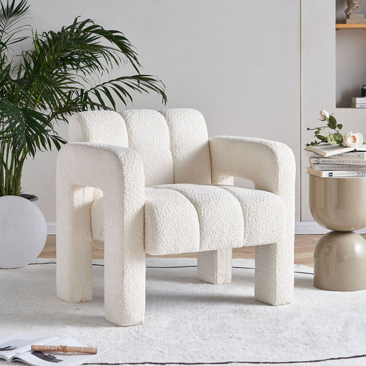 Boucle Upholstered Accent Chair, 31.1-in wide, cream by Doba