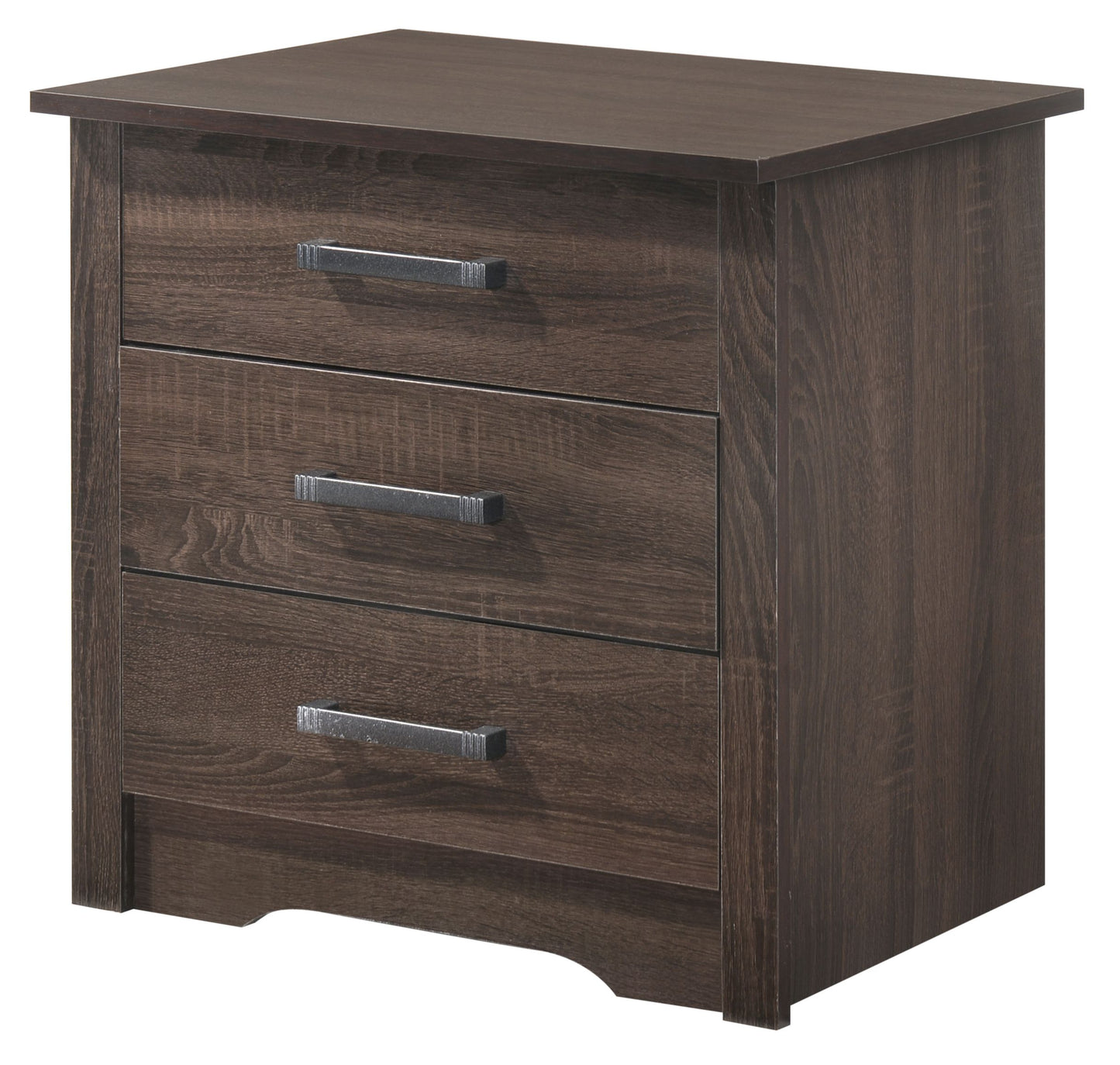 Modern Elegance Wenge nightstand in dark wood with metal bar pulls