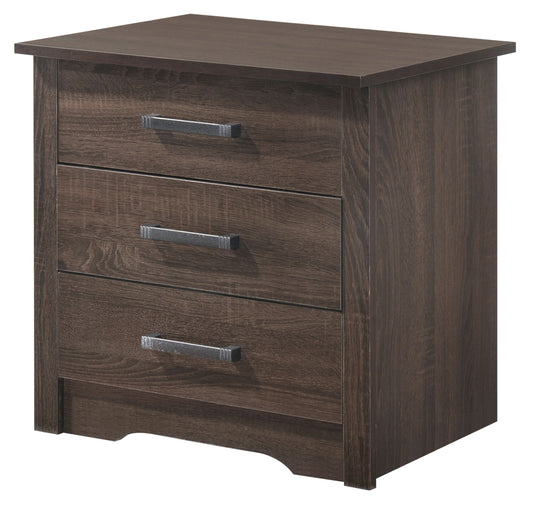 Modern Elegance Wenge nightstand in dark wood with metal bar pulls