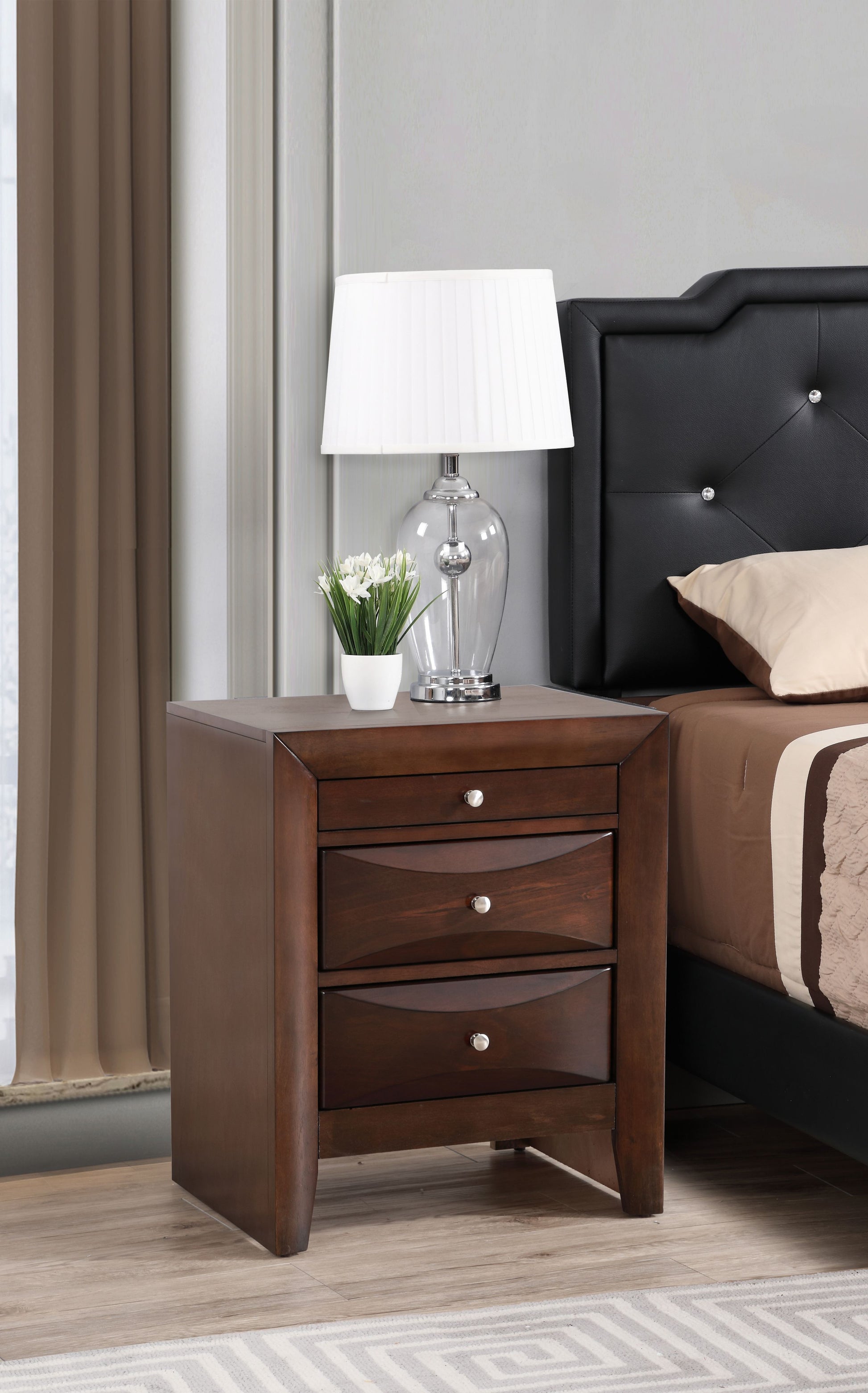 Glory Furniture Marilla G1525-N nightstand in cappuccino finish with three drawers