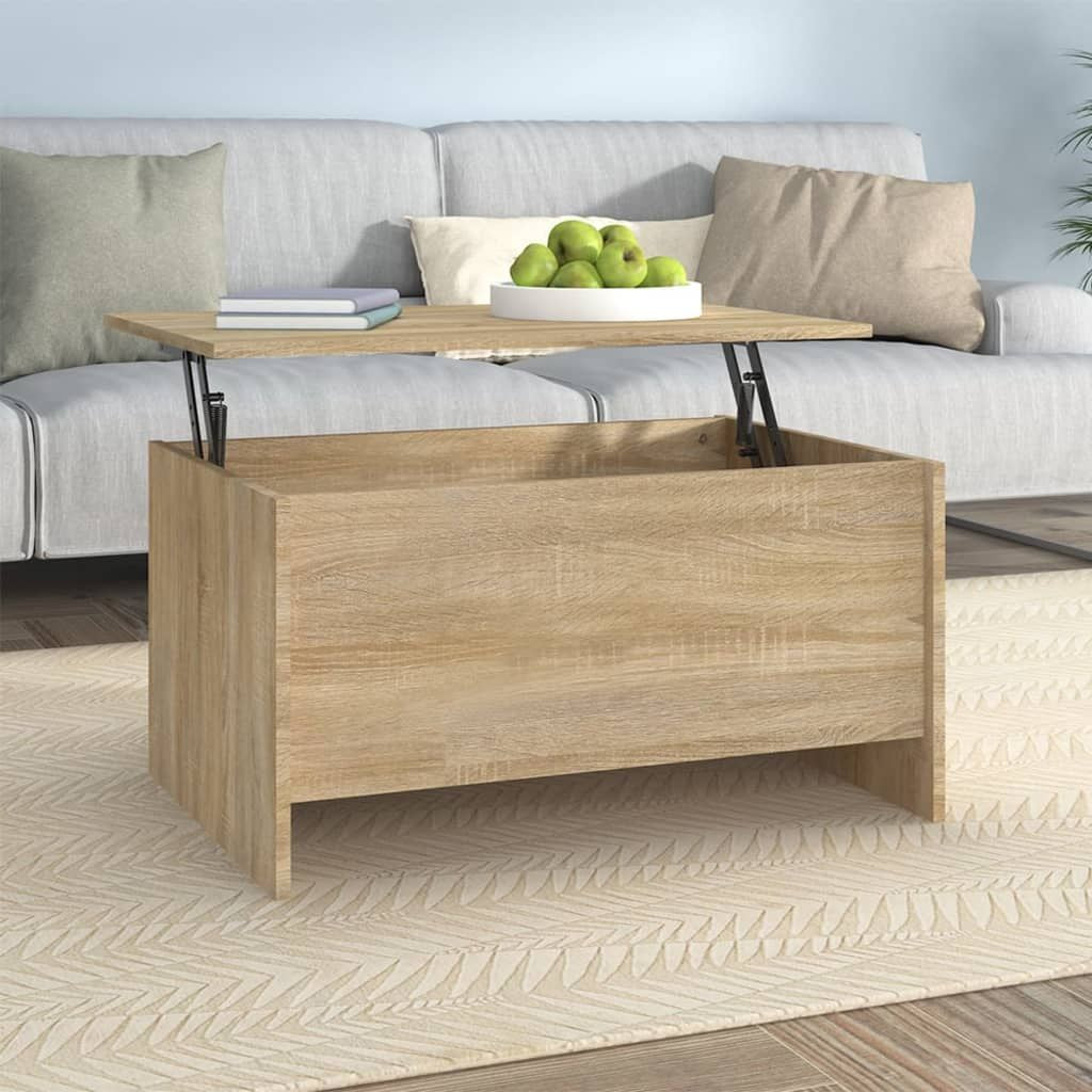 Coffee table Sonoma oak engineered wood with lift-top storage compact by Doba