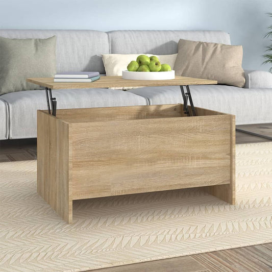Coffee table Sonoma oak engineered wood with lift-top storage compact by Doba