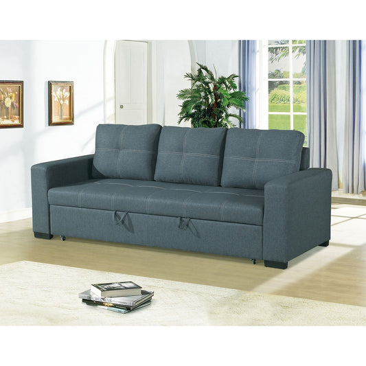 3-seat polyfiber convertible sleeper sofa in blue-gray by Doba