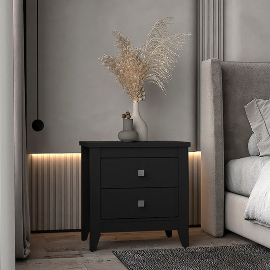 Windsor 2-Drawer Nightstand in black Wengue finish with square pulls
