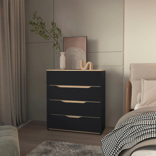 Lynbrook 4-Drawer Dresser in black wengue and light oak by Doba