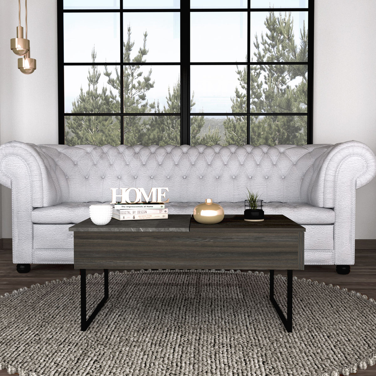 Westover rectangle lift-top coffee table in carbon espresso and onyx finish