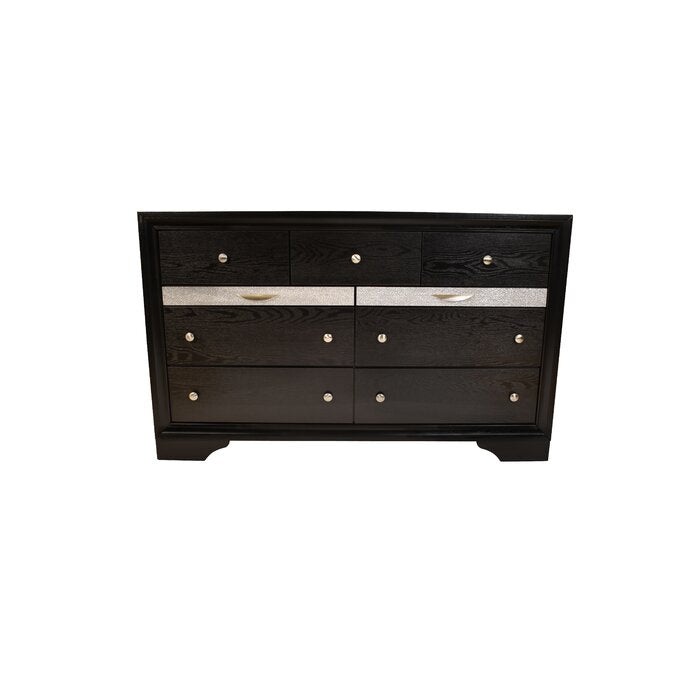 Matrix traditional style 7-drawer dresser in black wood