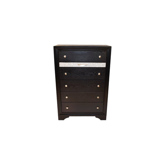 Matrix Traditional Style 5-Drawer Wooden Chest in Black