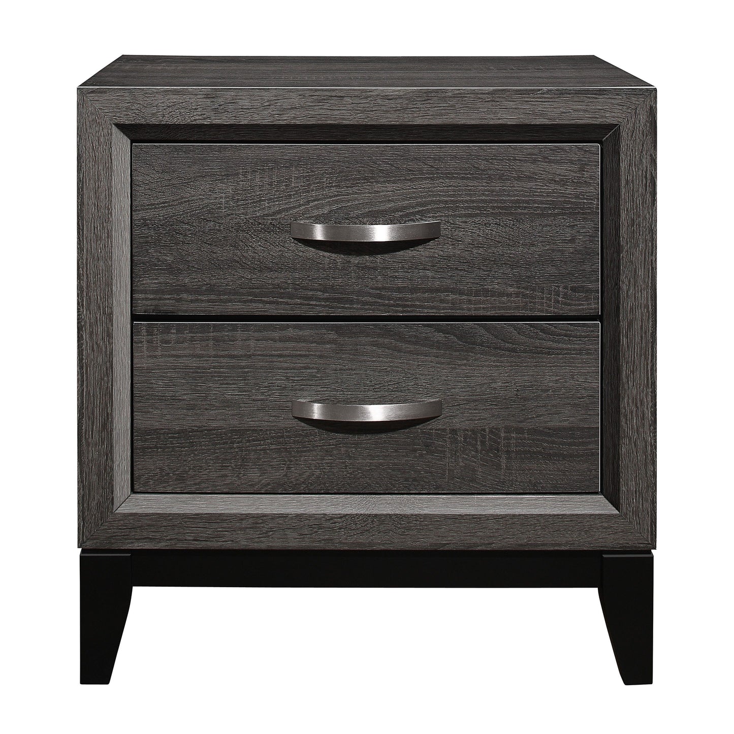 Nightstand in gray wood finish with dovetail drawers, contemporary style