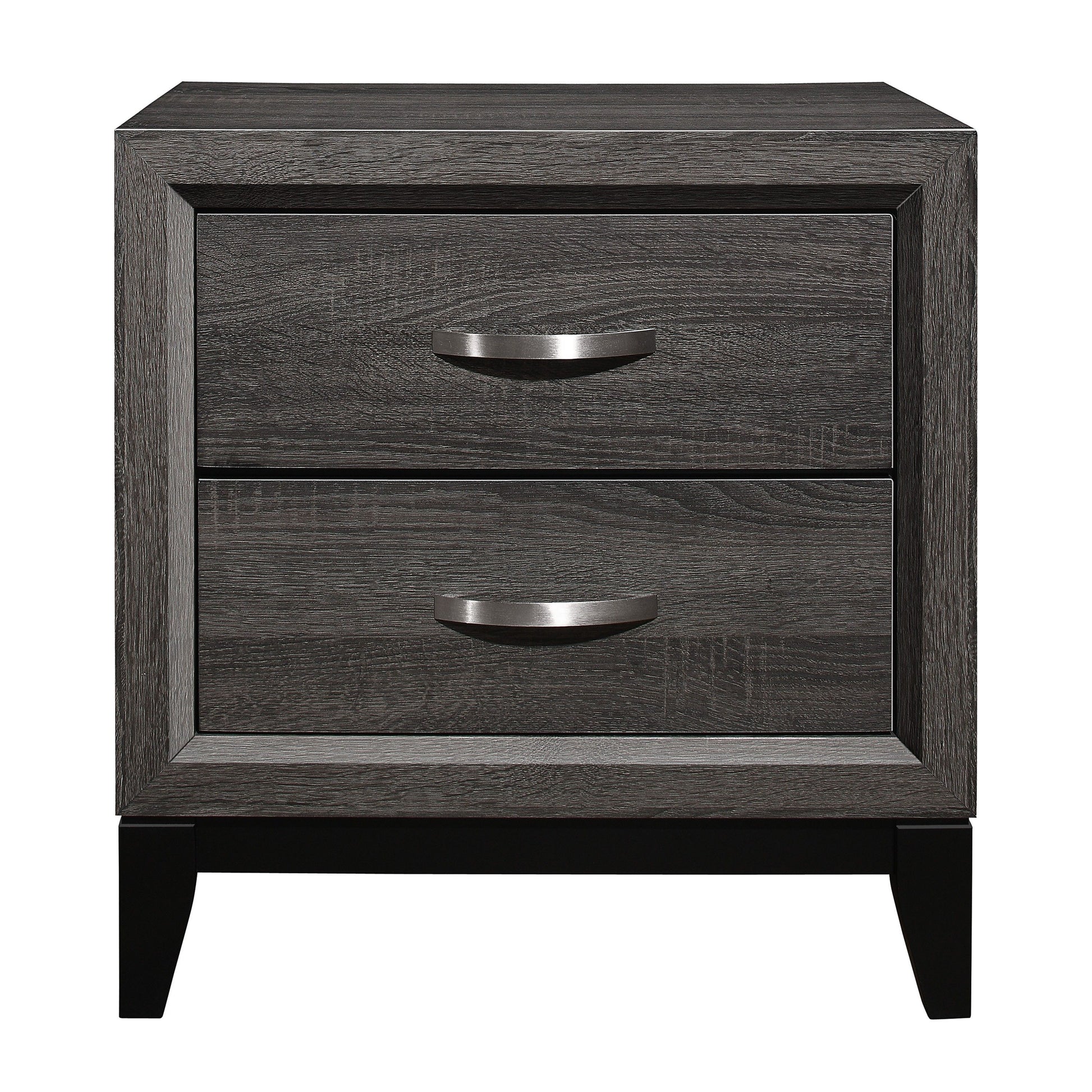 Nightstand in gray wood finish with dovetail drawers, contemporary style