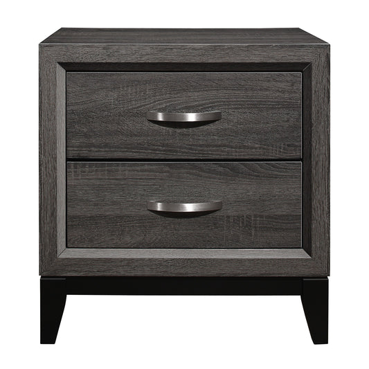 Nightstand in gray wood finish with dovetail drawers, contemporary style