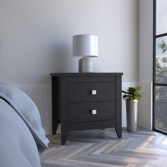 Amara Nightstand by Doba in black finish with two shelves and four legs
