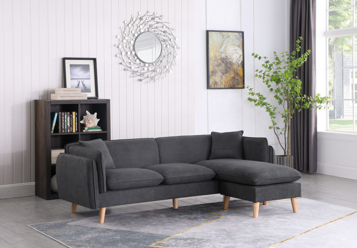 Brayden 86.5-inch dark gray fabric sectional sofa with chaise by Doba