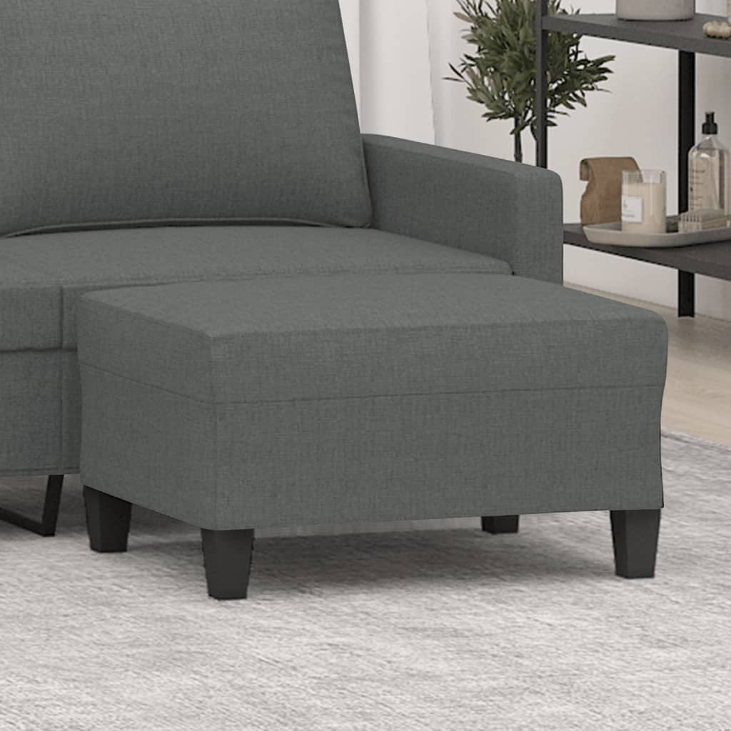 Footstool, dark grey polyester, rectangular compact design