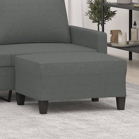 Footstool, dark grey polyester, rectangular compact design