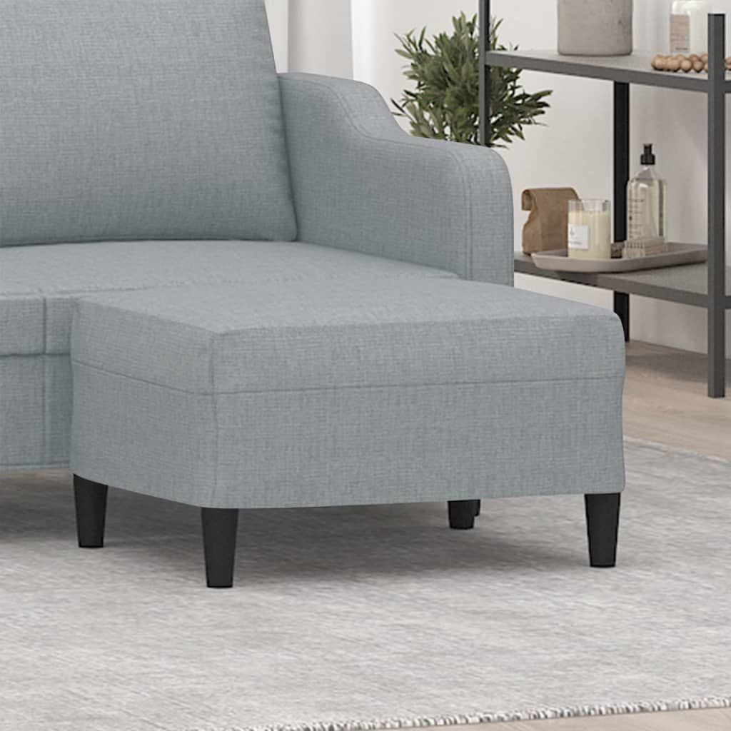 Footstool light grey polyester upholstery with plywood base, medium size — Doba