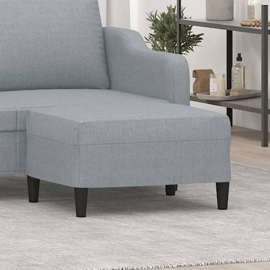 Footstool light grey polyester upholstery with plywood base, medium size — Doba