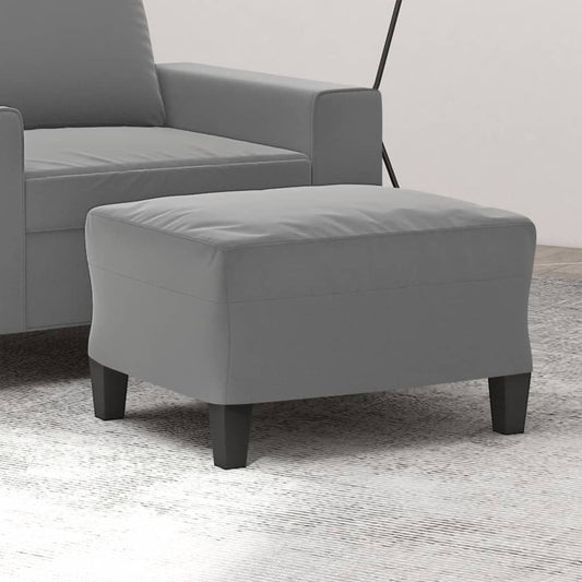 Footstool dark gray microfiber fabric (100% polyester) ottoman with plywood base and tapered legs