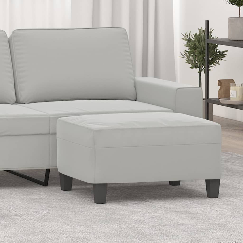 Footstool light grey 100% polyester microfiber fabric with plywood legs