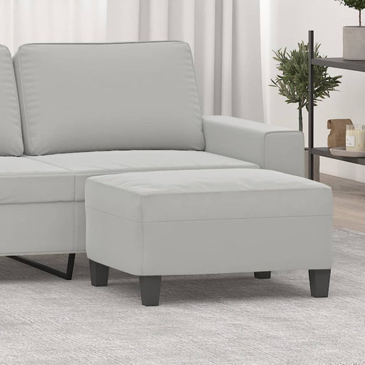 Footstool light grey 100% polyester microfiber fabric with plywood legs