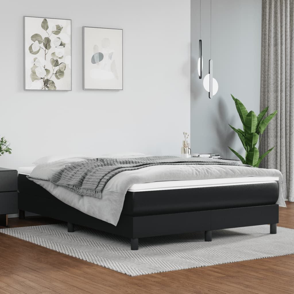 Bed frame by Doba in black faux leather storage platform with plywood and engineered wood