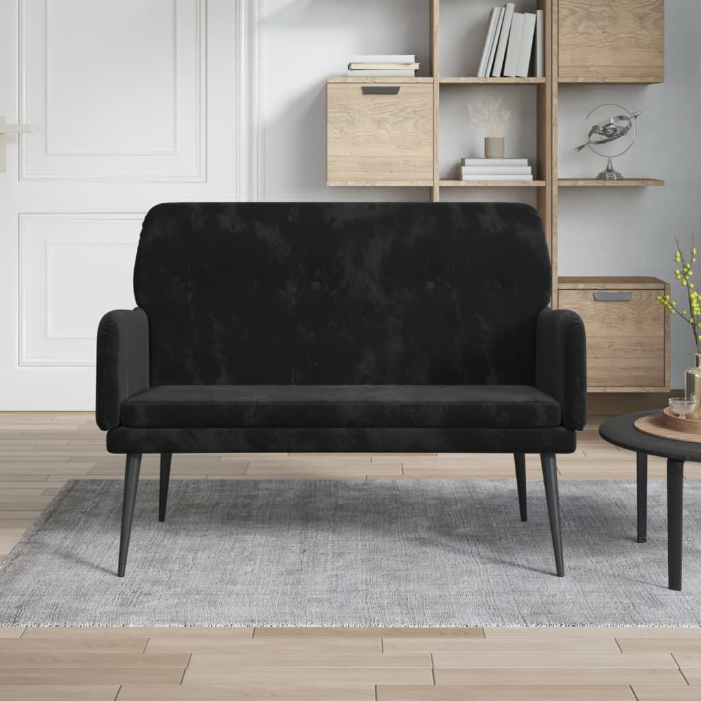 Bench Black Velvet, 100% polyester upholstery, metal legs